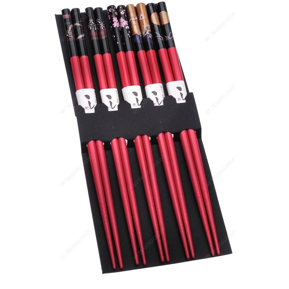 Lot of 20 Stylish Red and Black Chopsticks Set